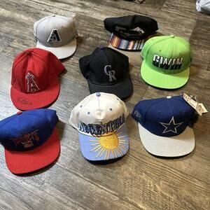 Lot of 9 Vintage SnapBack Hats Sports Specialties American Needle Athletic Mixed